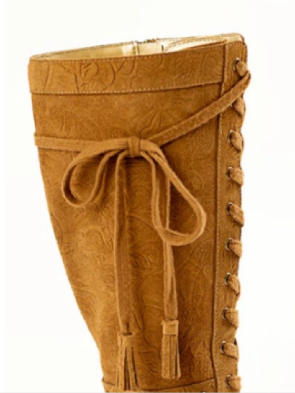 Joyfolie Marita Floral Leather Tall Lace Up Boots 7.5 NEW - Picture 5 of 7